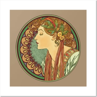 Mucha Cameo (on beige) Posters and Art